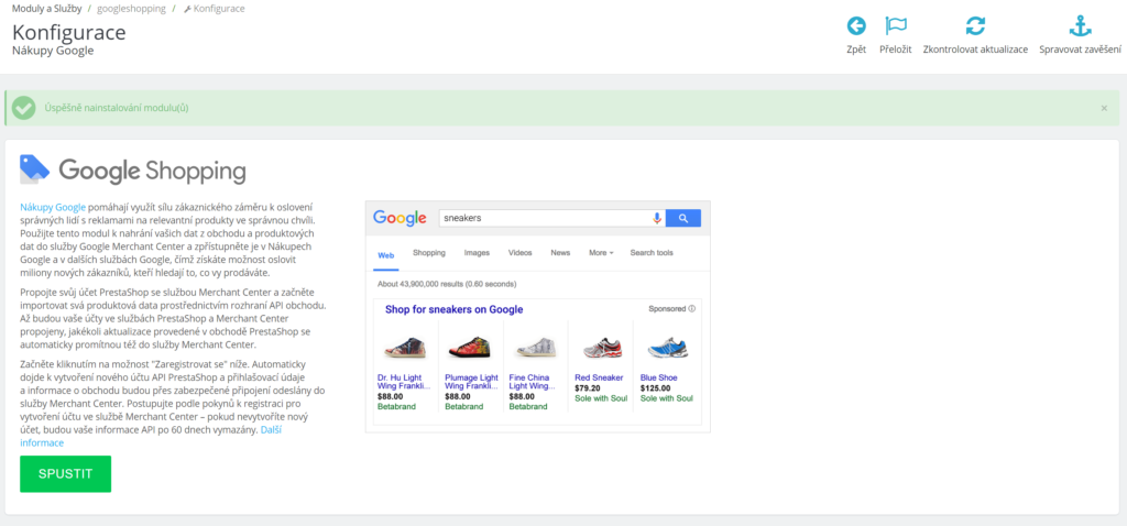 Google Shopping modul