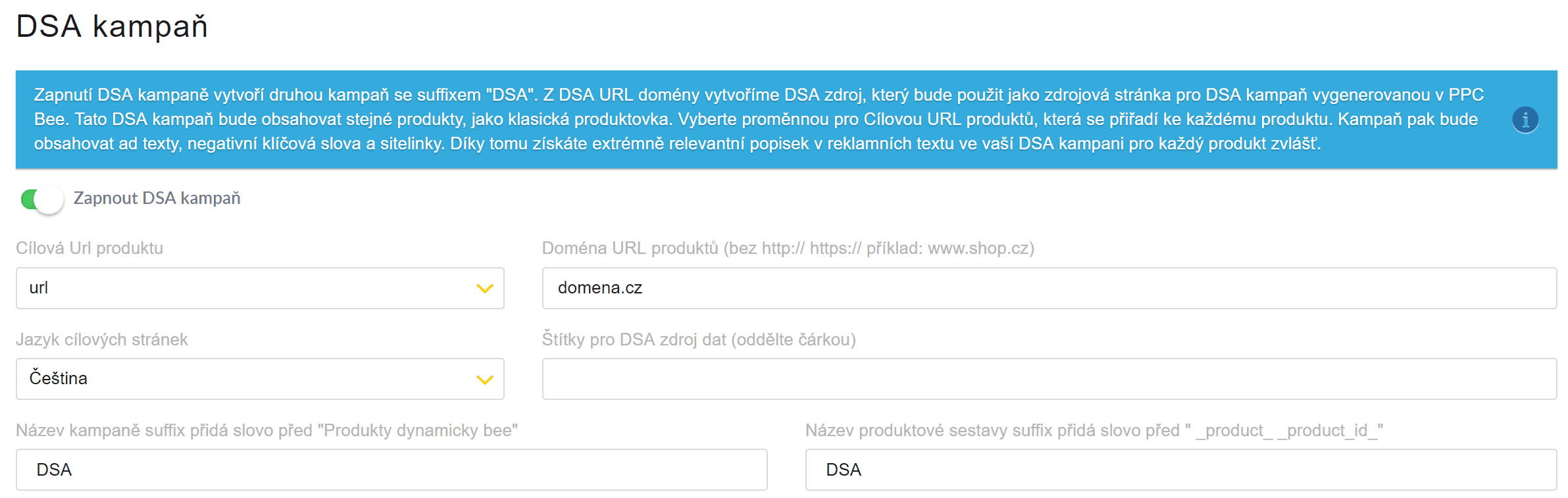 DSA kampaně v PPCBee