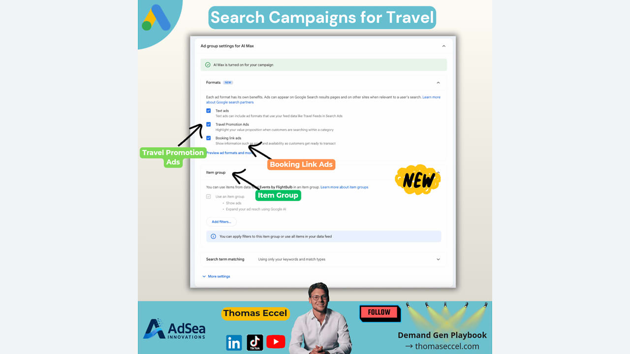 Booking Link Ads v Search kampaních pro cestovní ruch