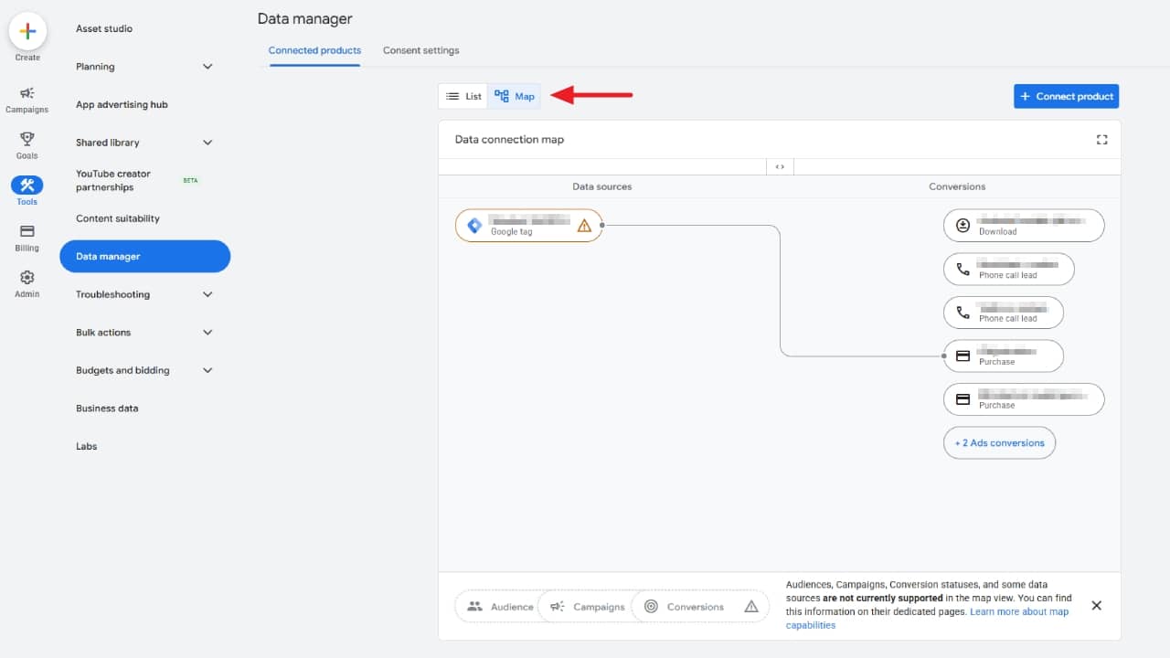 Data Manager v Google Ads nově s mapovým pohledem