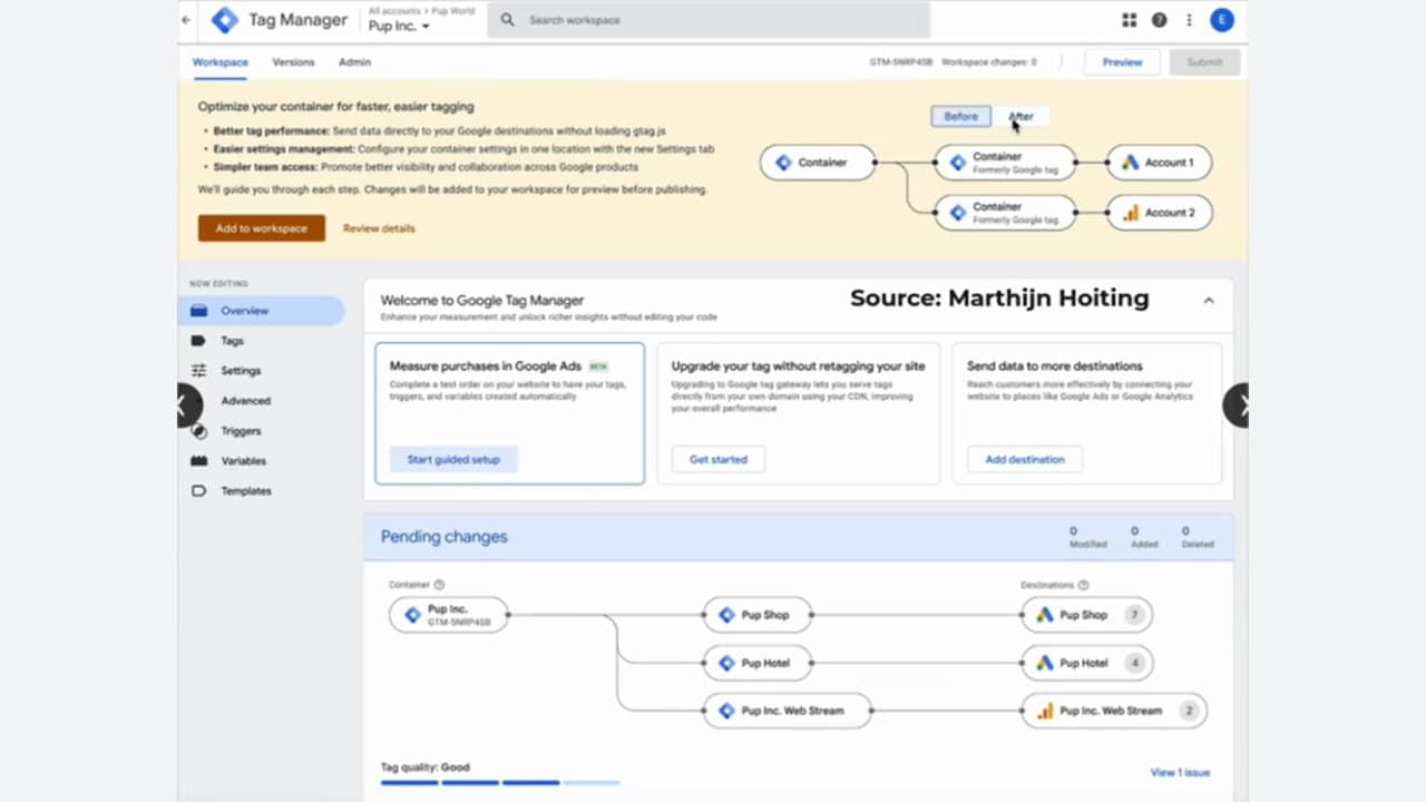 GTM zavádí nový workflow pro správu kontejnerů