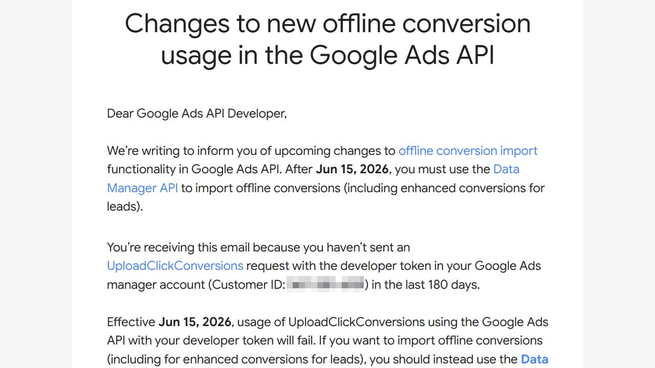 Změny v importu offline konverzí přes Google Ads API