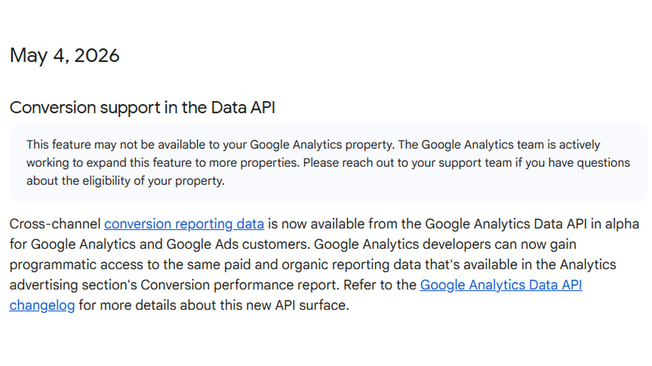 Konverzní data napříč kanály v GA4 Data API