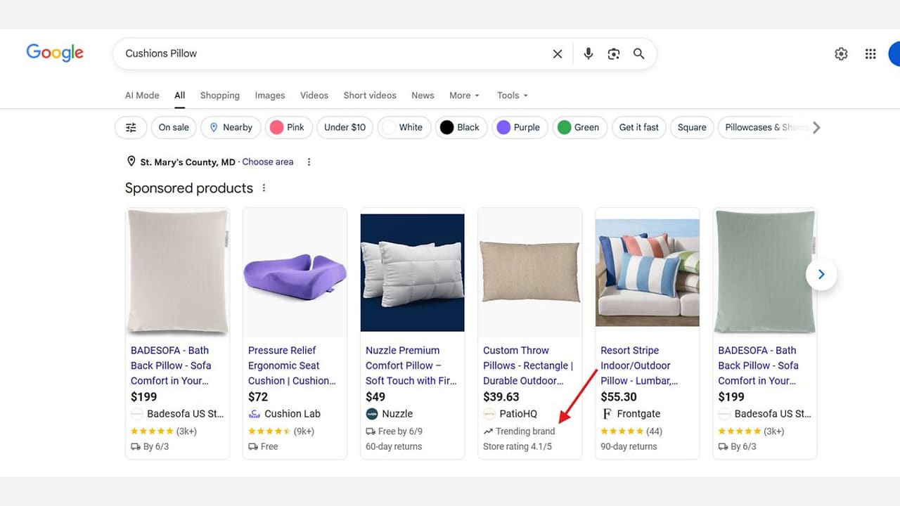 "Trending Brand" štítek v Shopping reklamách