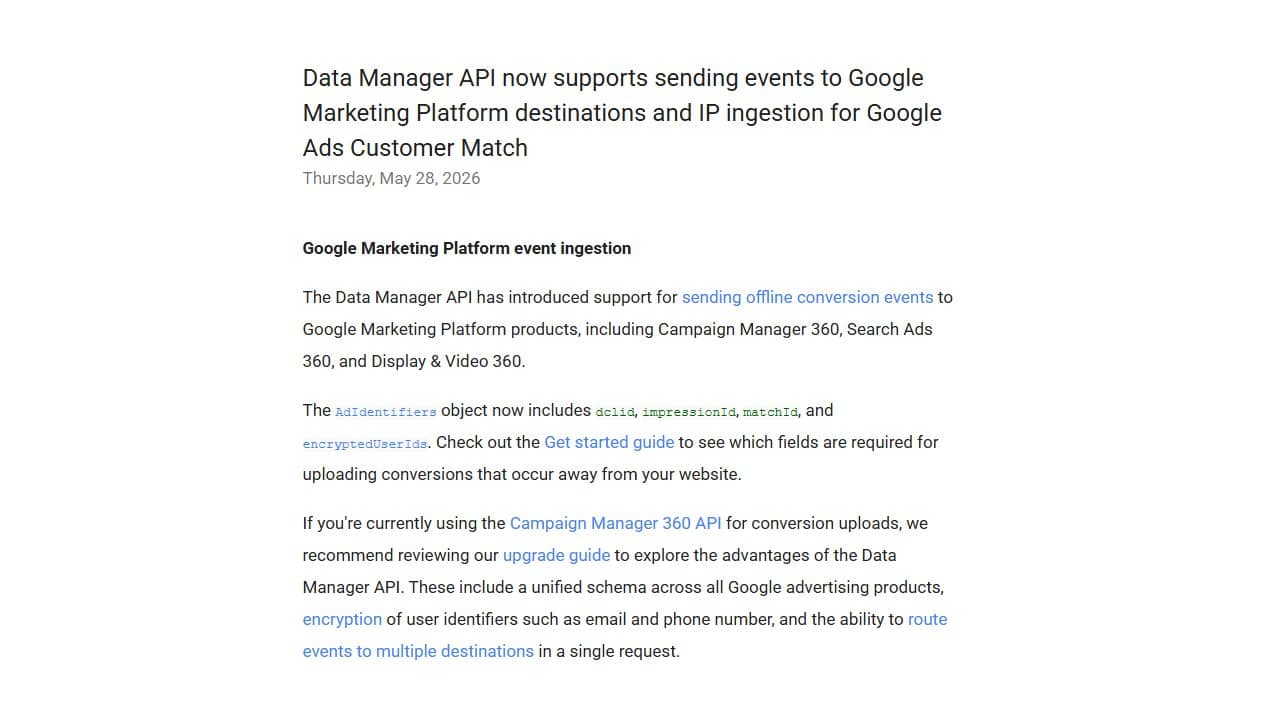 Úpravy Customer Match v Data Manager API