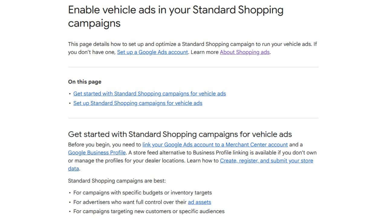 Vehicle Ads přichází do Standard Shopping