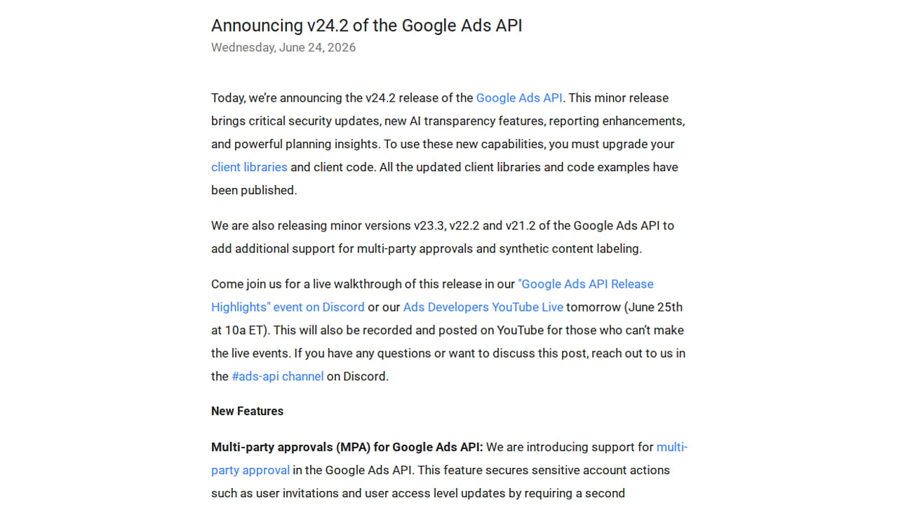 Nová Google Ads API v24.2