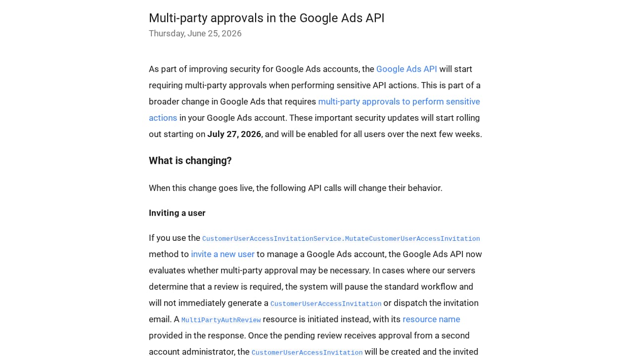 Google Ads API začne vyžadovat Multi-Party Approval