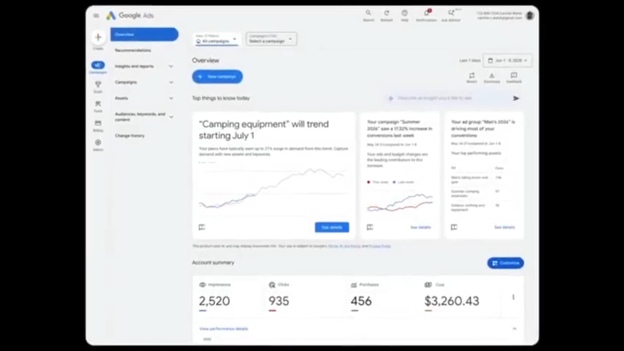 Google Ads představil nový přehled od Gemini
