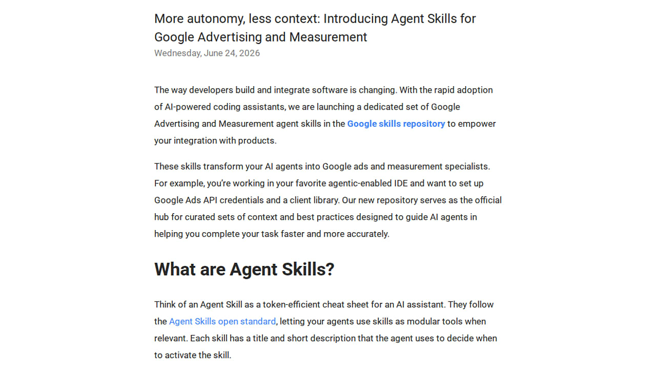 Google spustil Agent Skills pro reklamu
