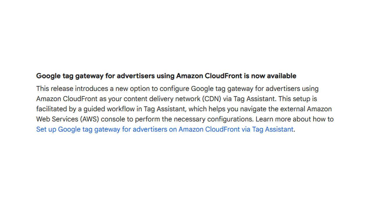 Google Tag Gateway nově pro Amazon CloudFront