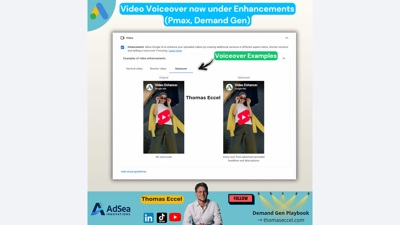 Nová funkce Voiceover pro video v PMax a Demand Gen
