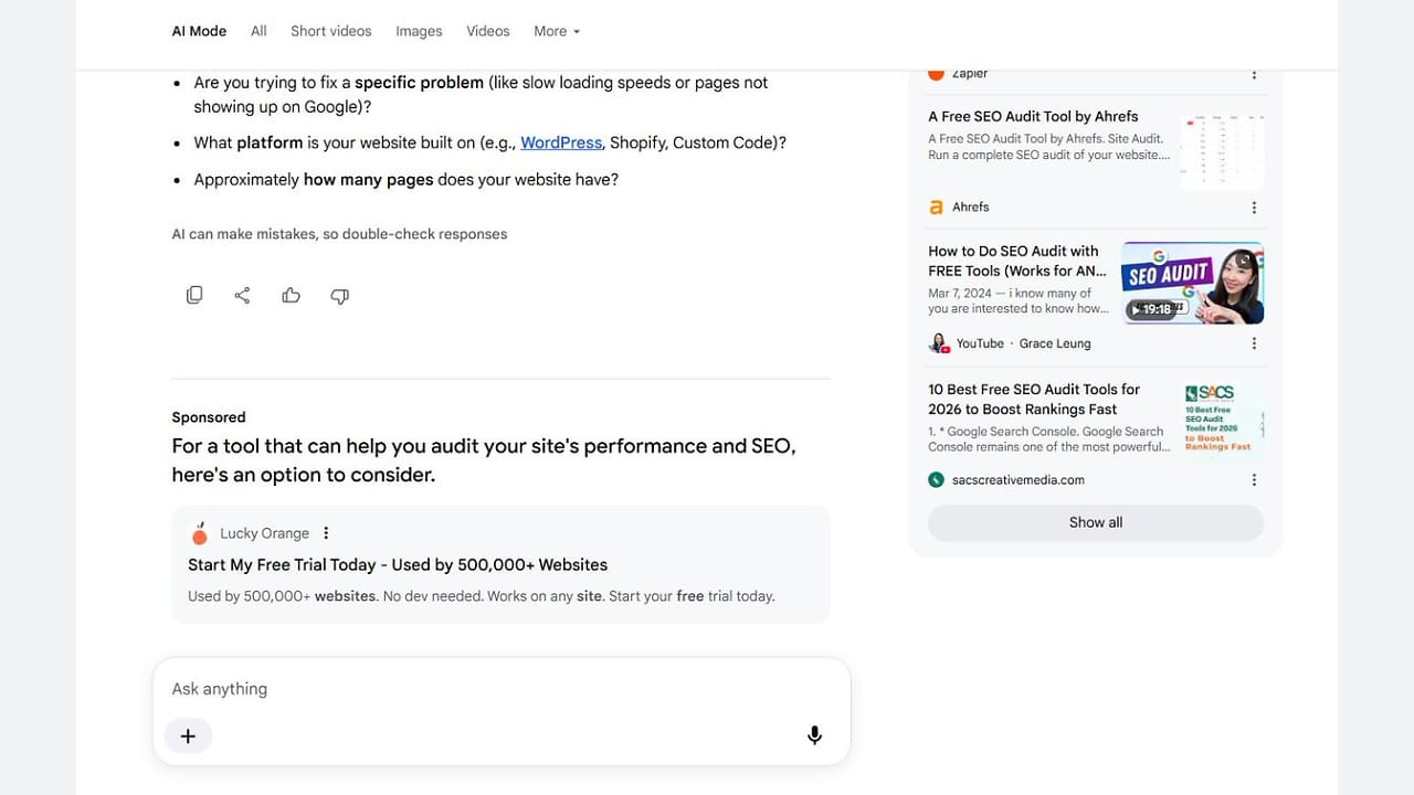 Textová reklama v AI Mode na desktopu