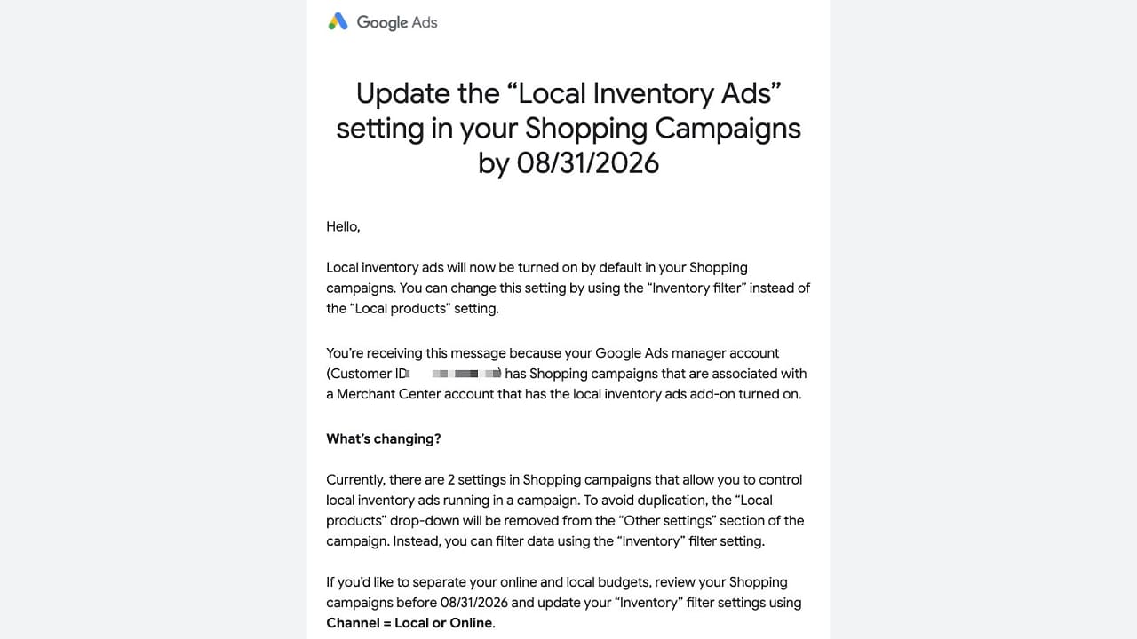 Automatické zapnutí Local Inventory Ads