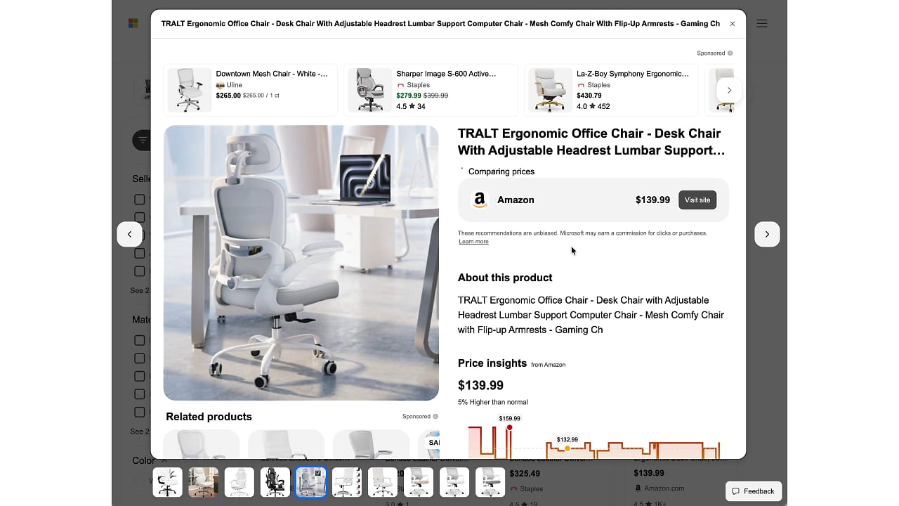 Bing testuje overlay s detaily produktů ve Shopping