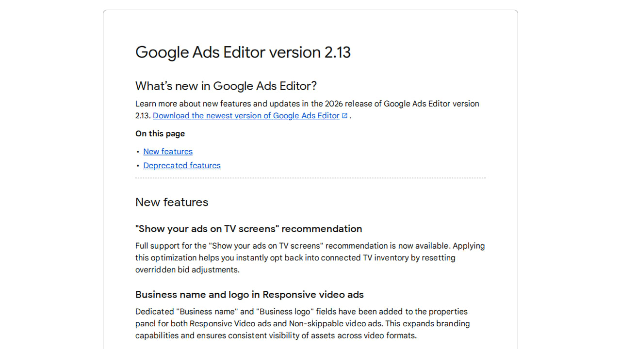 Google Ads Editor 2.13