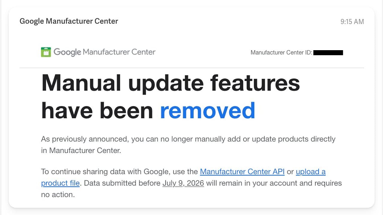 Google Manufacturer Center ruší ruční aktualizace produktů