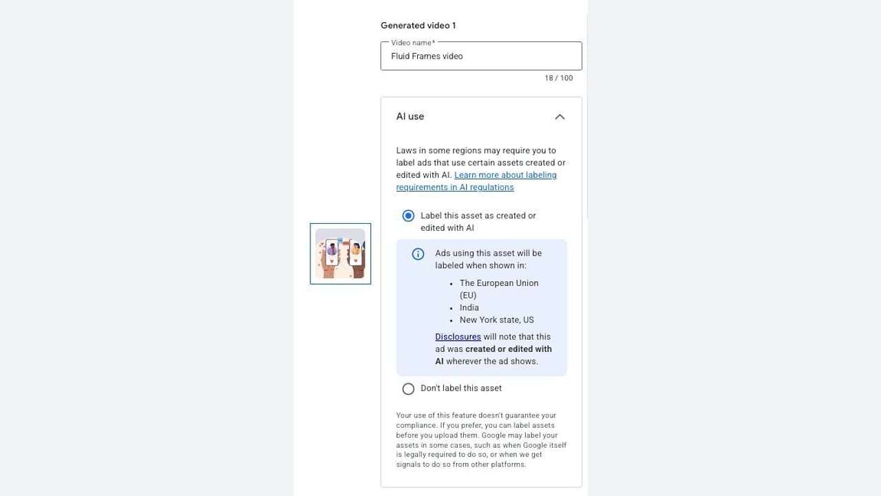 Označování videí vytvořených pomocí AI v Google Ads