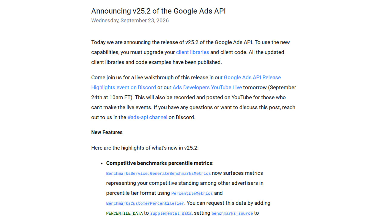Google Ads API v25.2