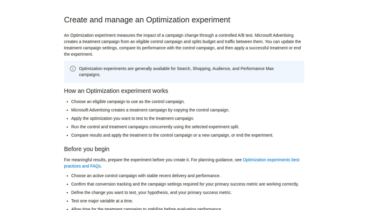 Optimization experiments pro Shopping, Audience a Performance Max