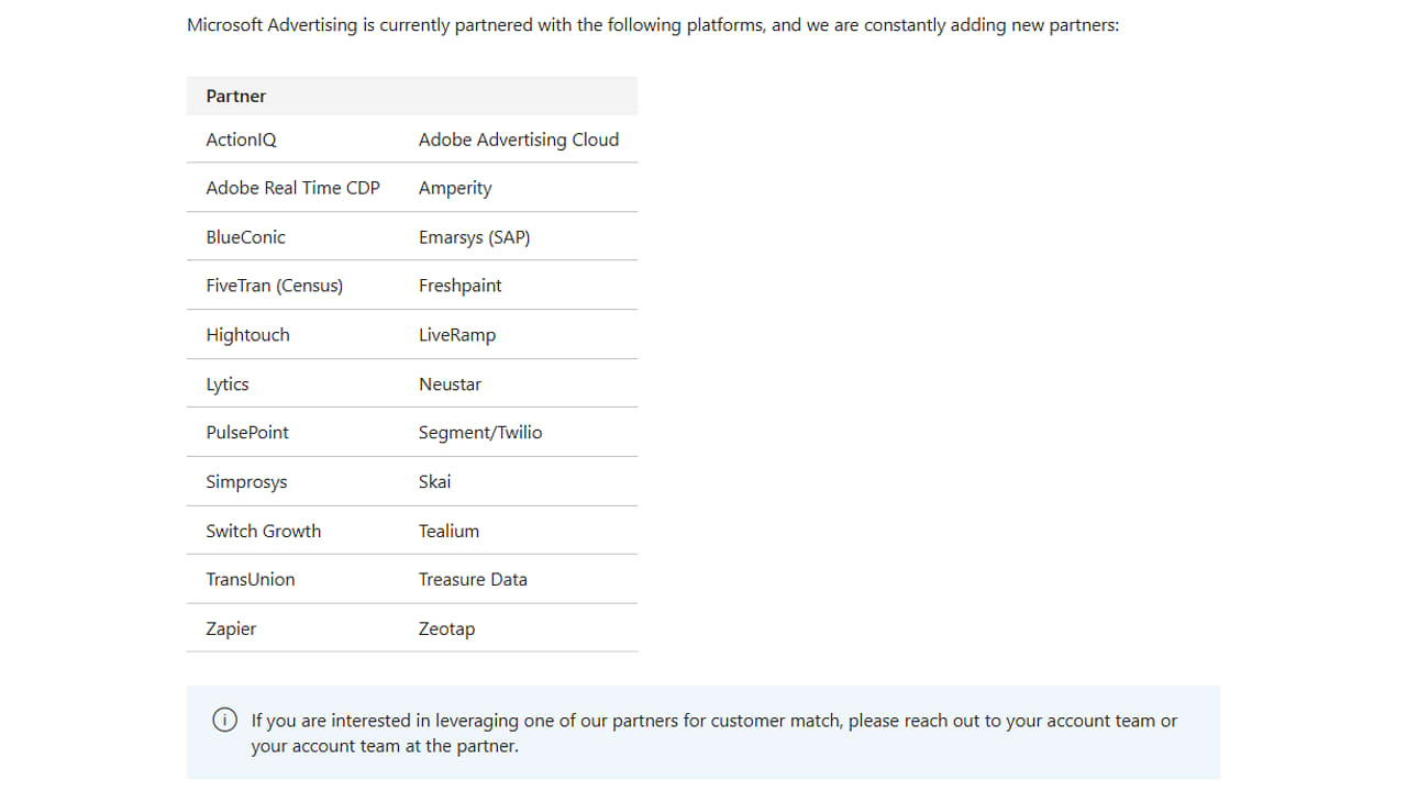 Rozšíření partnerů CDP pro Customer Match